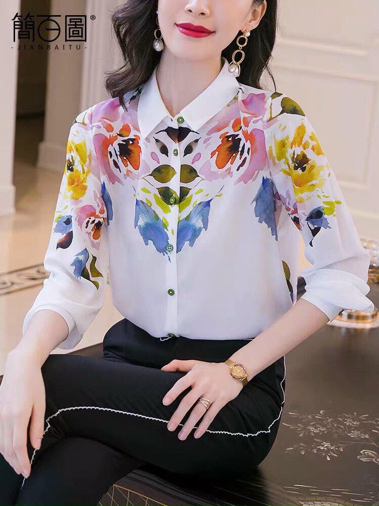 Áo Sơ Mi Vai Hoa Vệt Màu - SM67